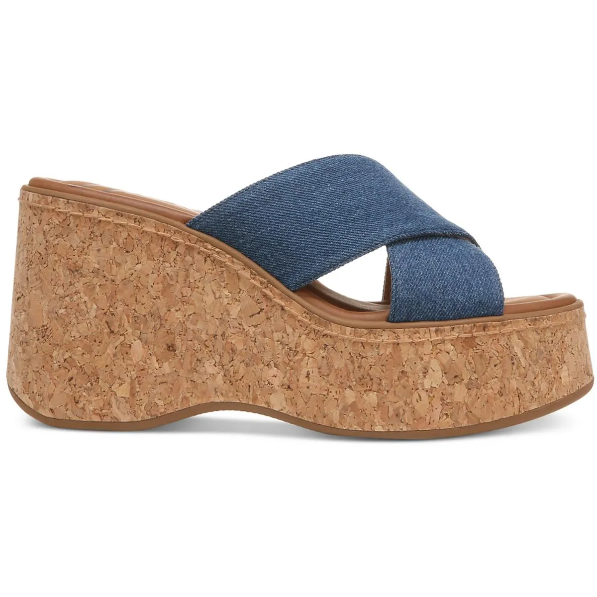 Nessa Flower Womens Faux Leather Slide Platform Sandals