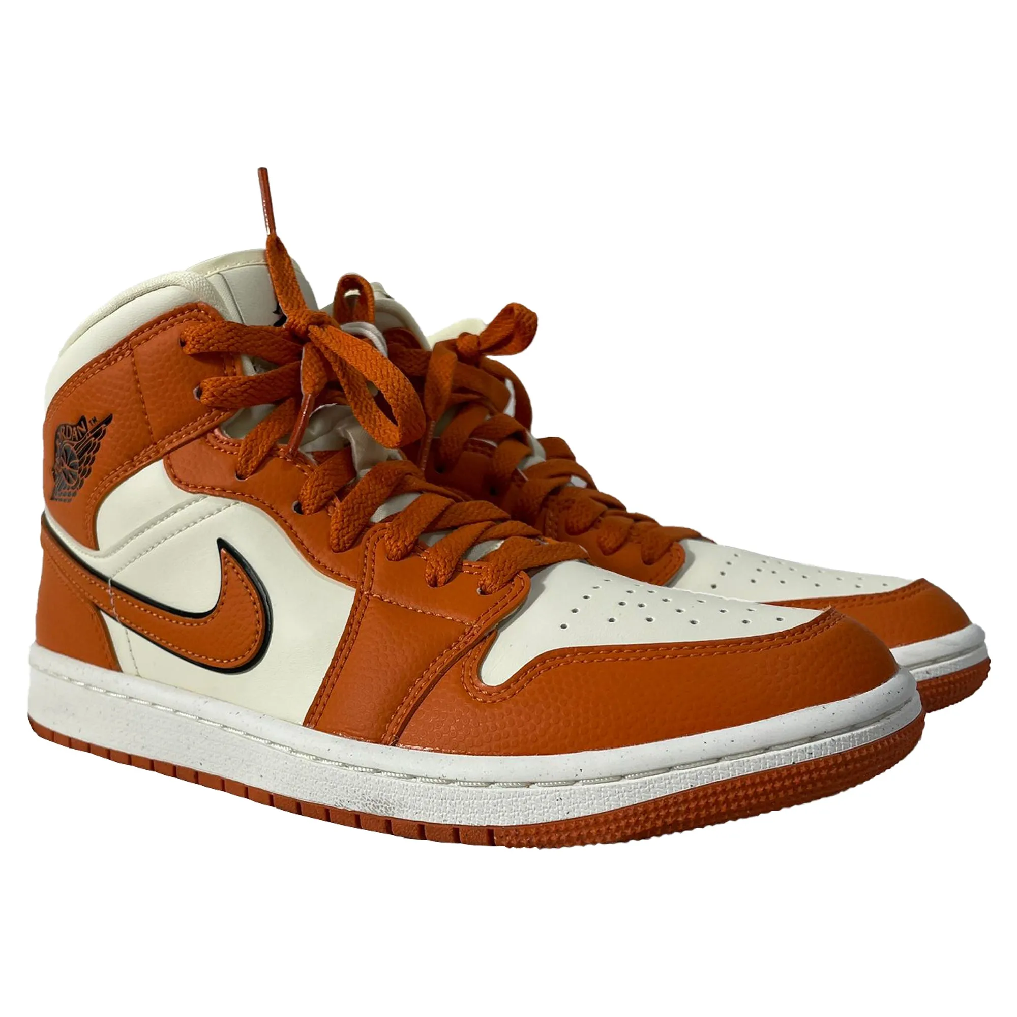 Nike Jordan 1 Mid SE Sport Spice Sneakers in Orange Leather