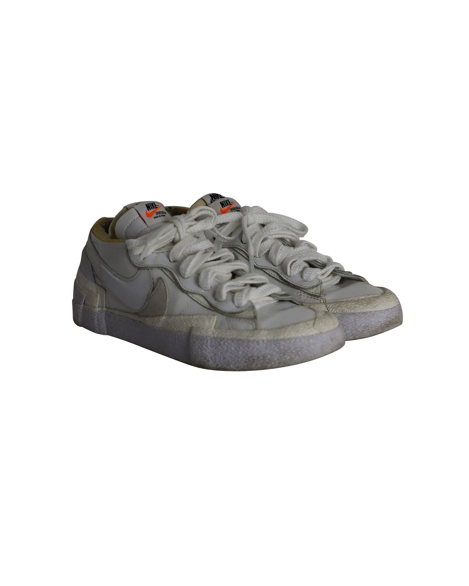 Nike x Sacai Blazer Low Sneakers in White Patent Leather
