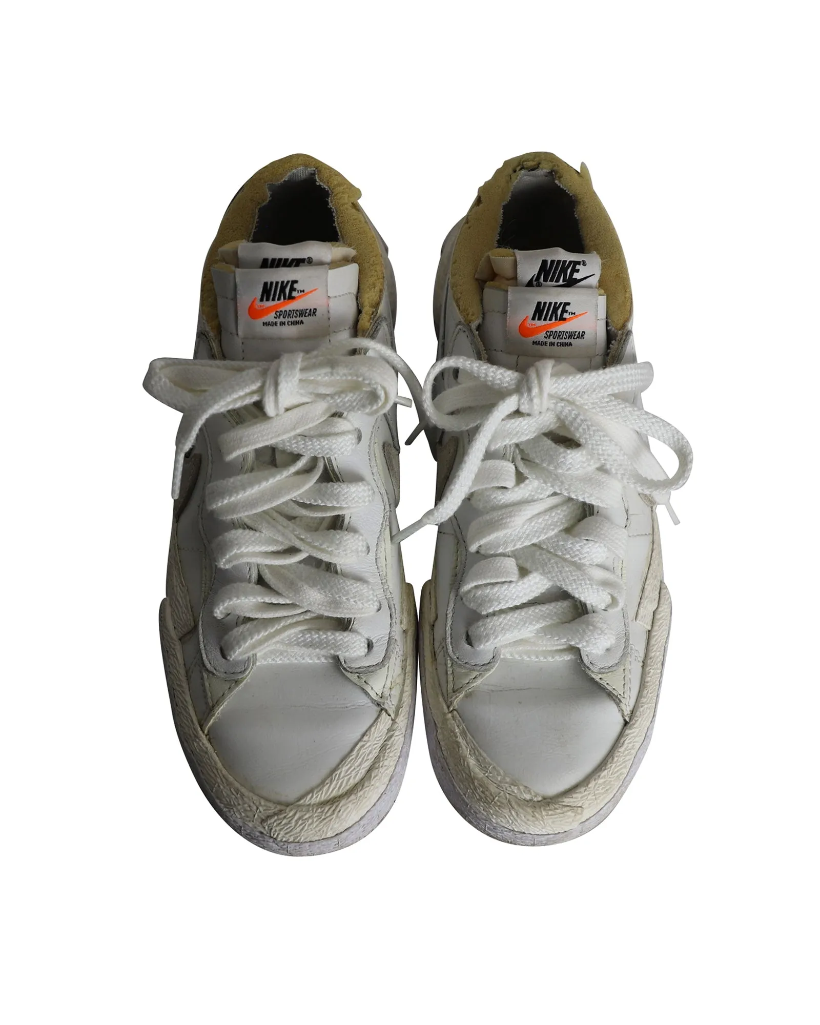 Nike x Sacai Blazer Low Sneakers in White Patent Leather