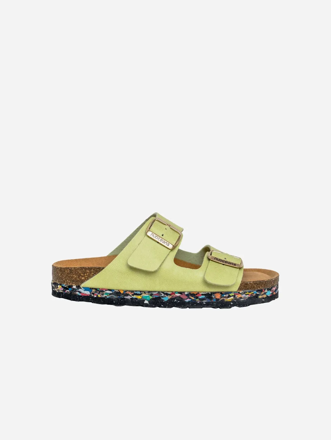 Nuo Recycled Flipflop & Cork Buckled Sandals | Seafoam