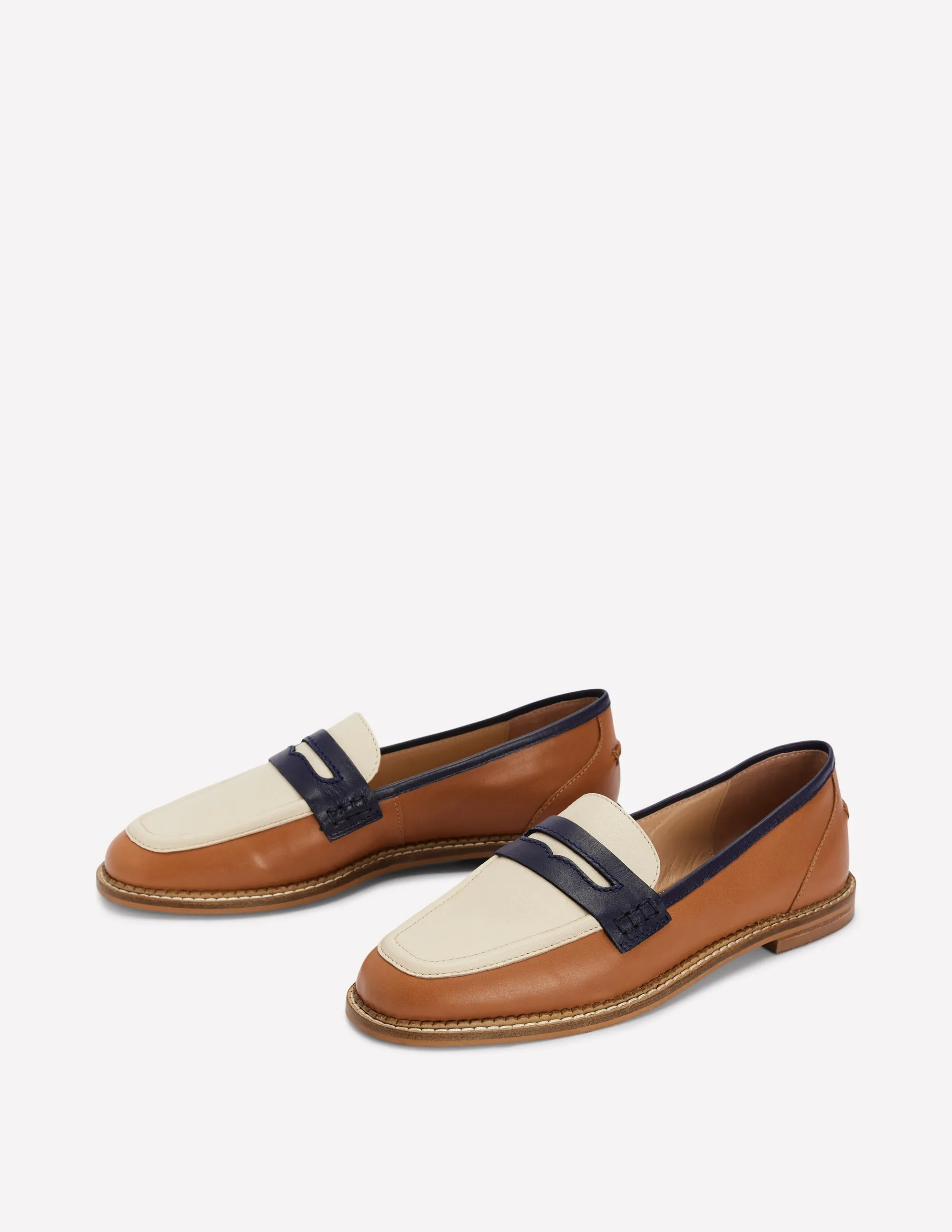Nya Penny Loafers-Tan Colourblock