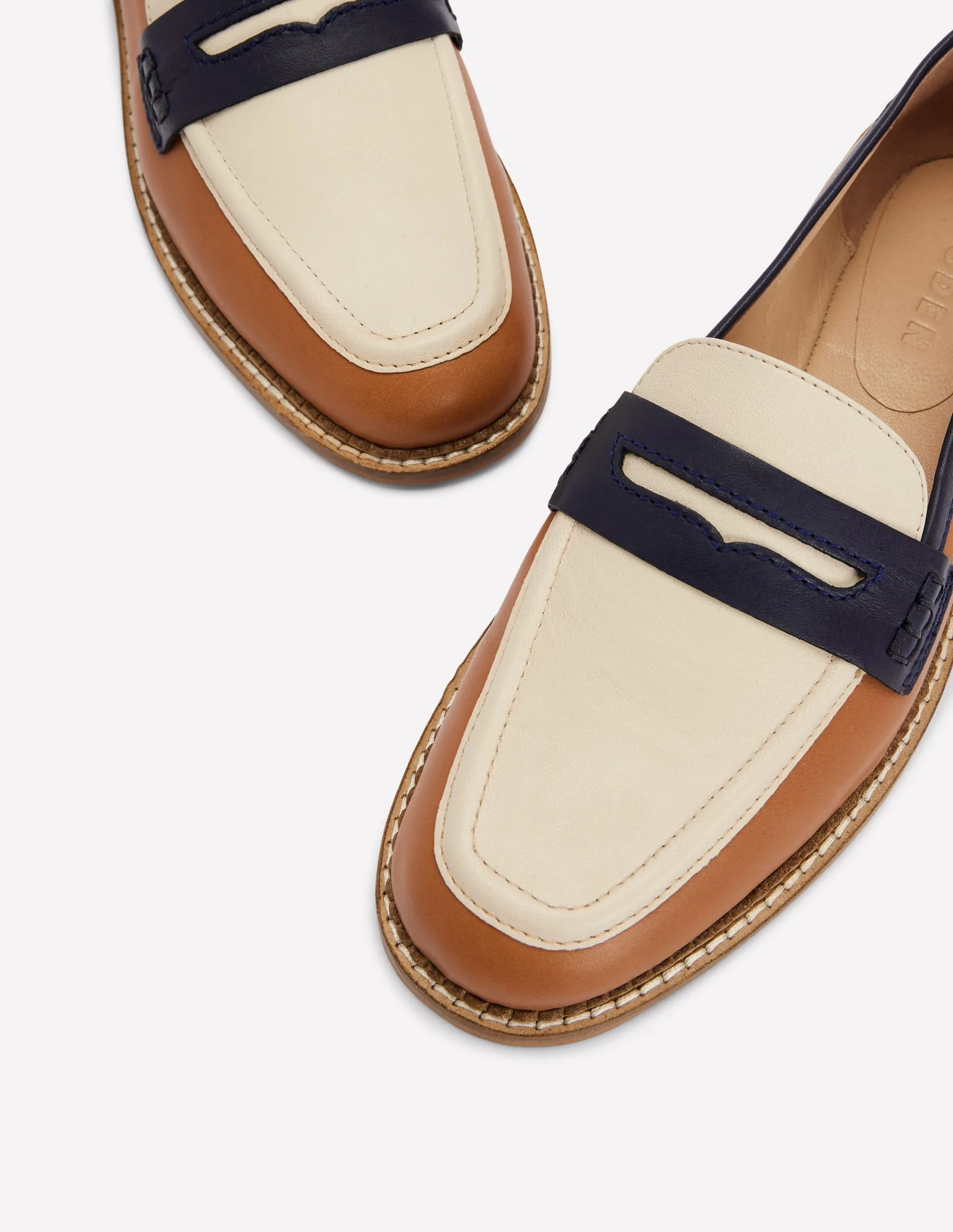Nya Penny Loafers-Tan Colourblock