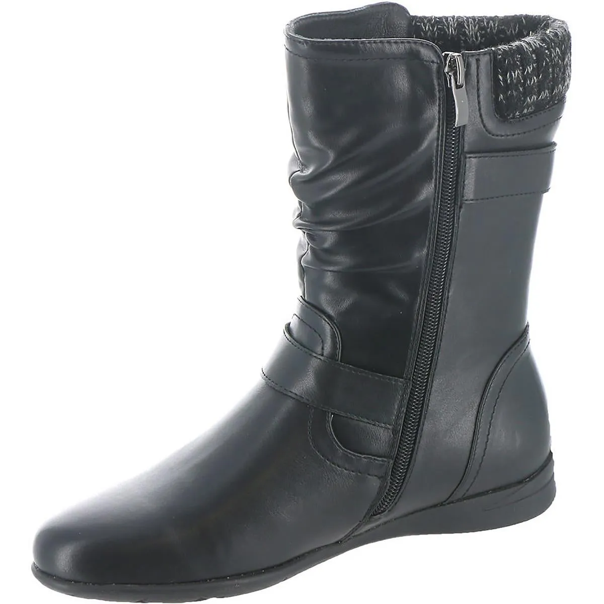 Phyllis Womens Faux Leather Zip Up Mid-Calf Boots