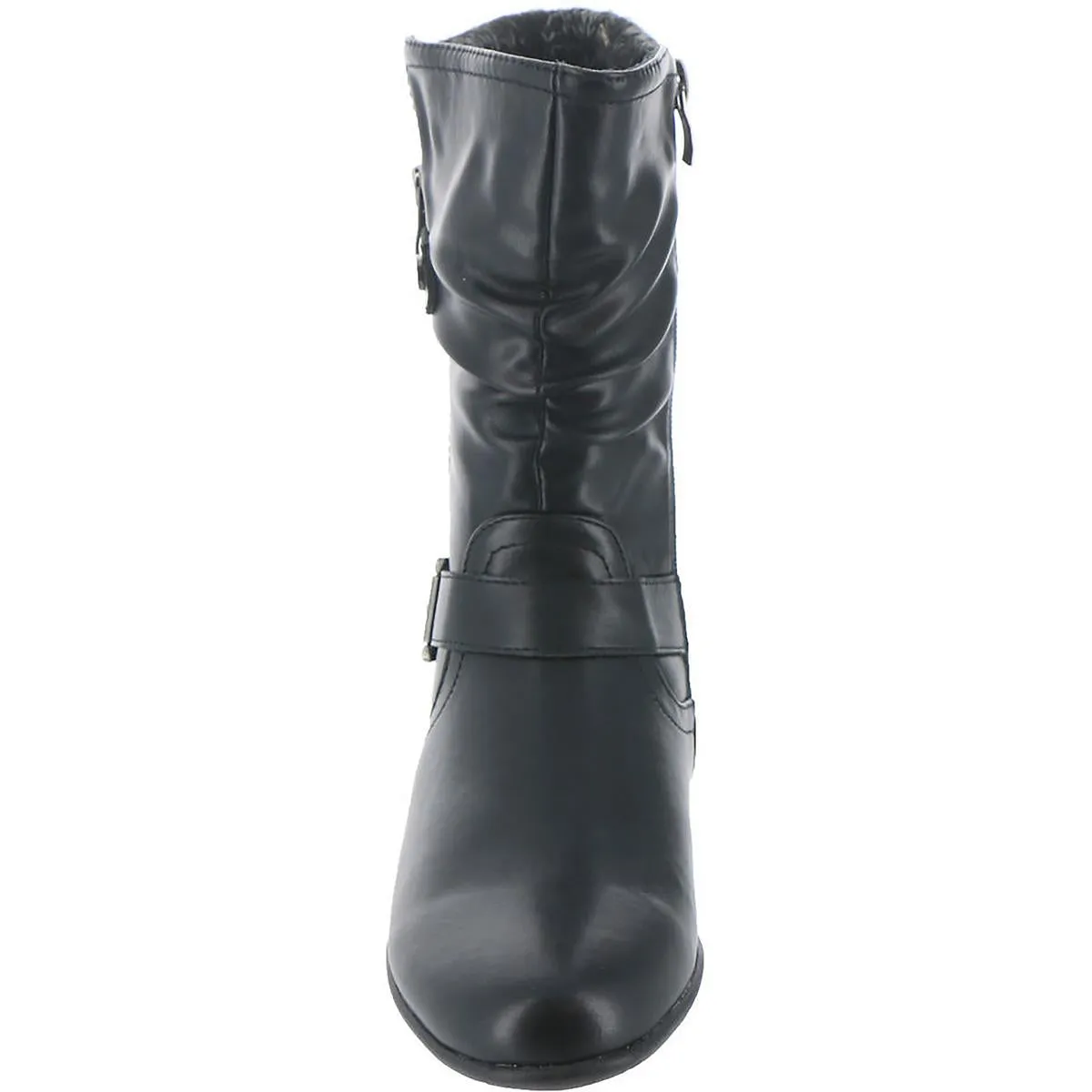 Phyllis Womens Faux Leather Zip Up Mid-Calf Boots