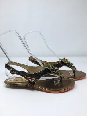 Poetic Licence Size 9.5 Bronze & Sage Green Snake Print Sandals