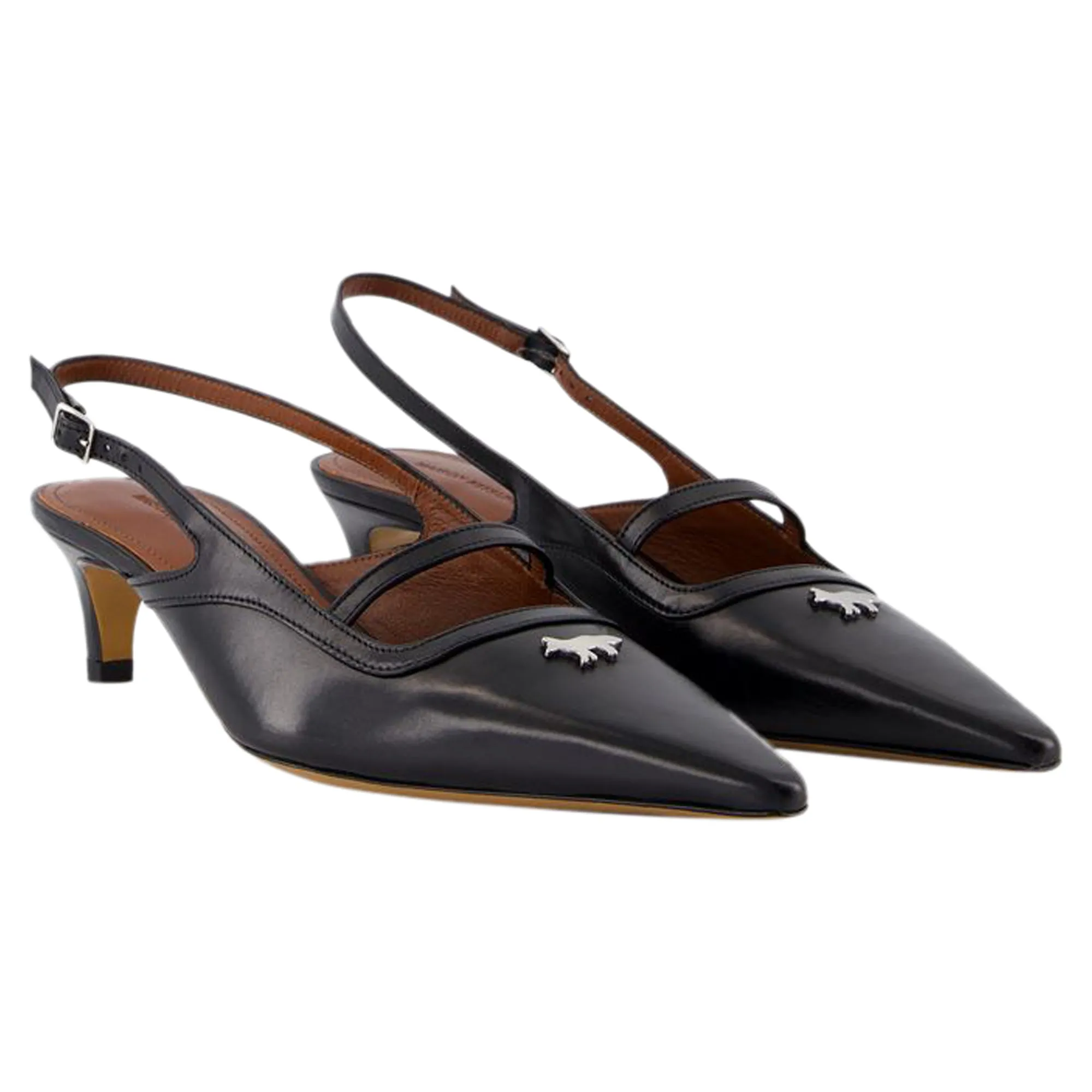 Pointy Sling Back - Maison Kitsune - Leather - Black