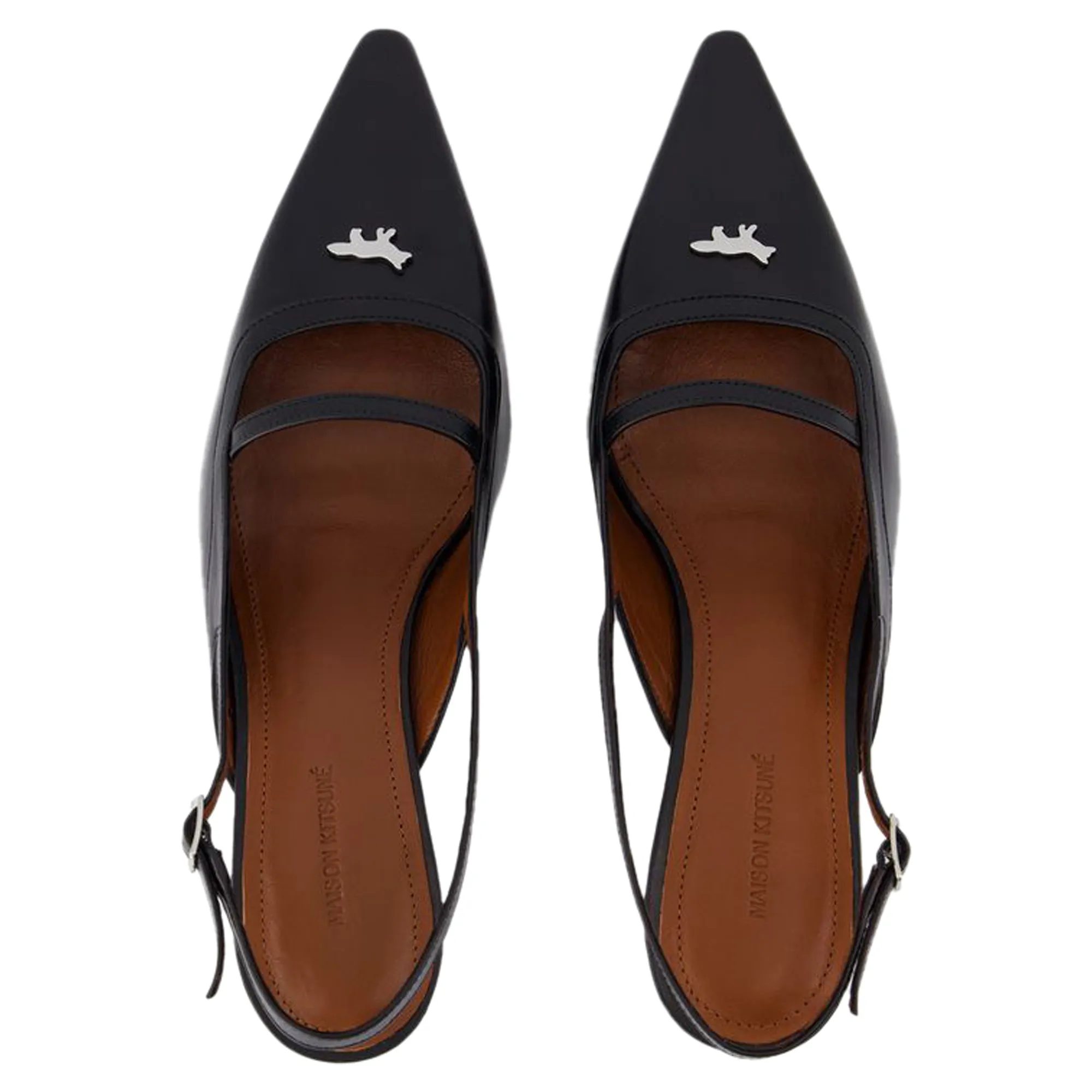 Pointy Sling Back - Maison Kitsune - Leather - Black