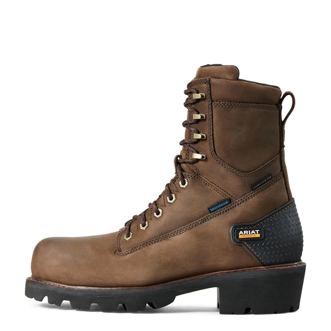 Powerline 8 inch Composite-Toe Waterproof Work Boot Oily Distressed Brown