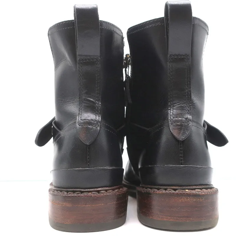 Rag & Bone Ashford Moto Boots Black Leather Size 36 Flat Ankle Boots