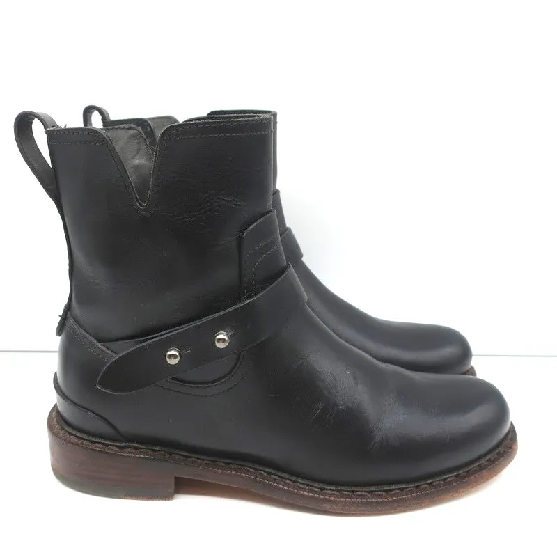 Rag & Bone Ashford Moto Boots Black Leather Size 36 Flat Ankle Boots