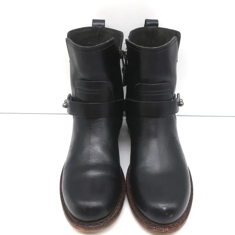 Rag & Bone Ashford Moto Boots Black Leather Size 36 Flat Ankle Boots
