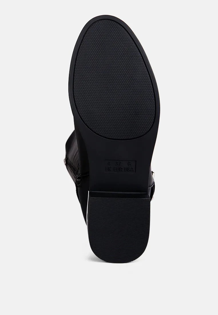 renny buckle strap embellished calf boots