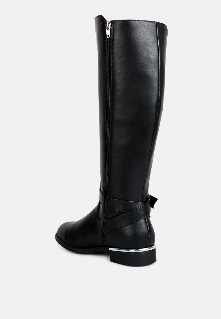 renny buckle strap embellished calf boots