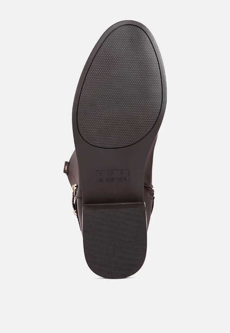 renny buckle strap embellished calf boots