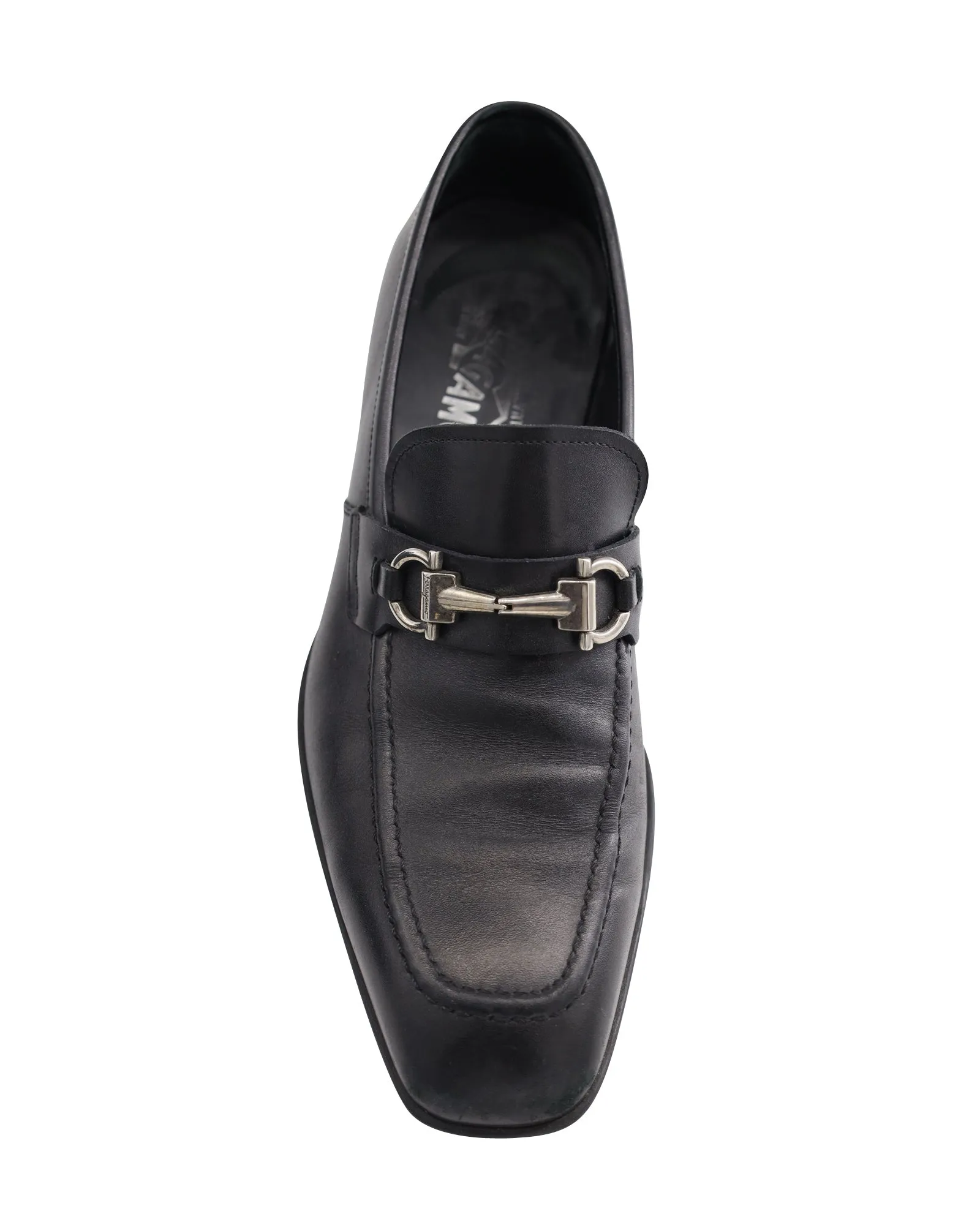 Salvatore Ferragamo Scarlet Loafers in Black Leather