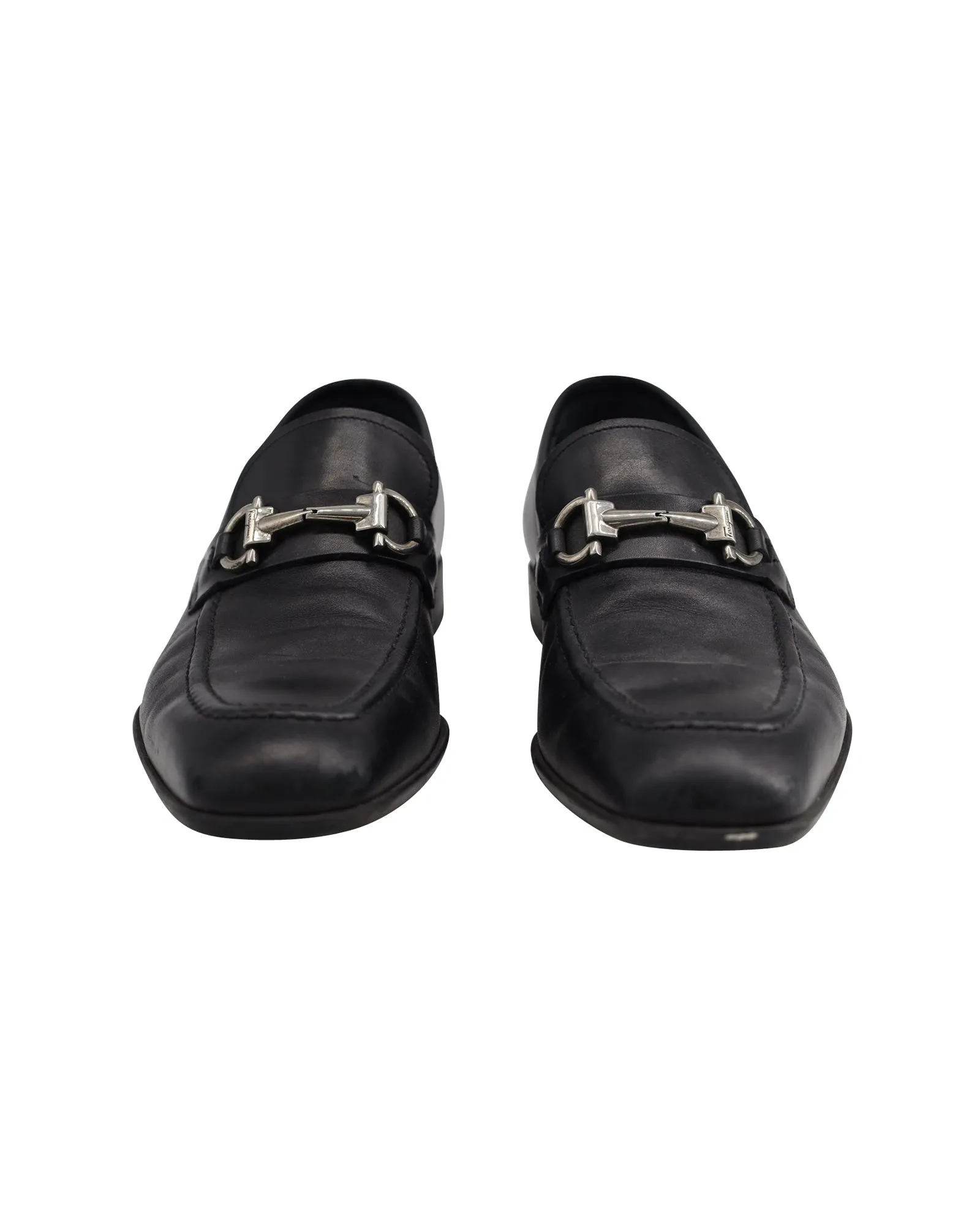 Salvatore Ferragamo Scarlet Loafers in Black Leather