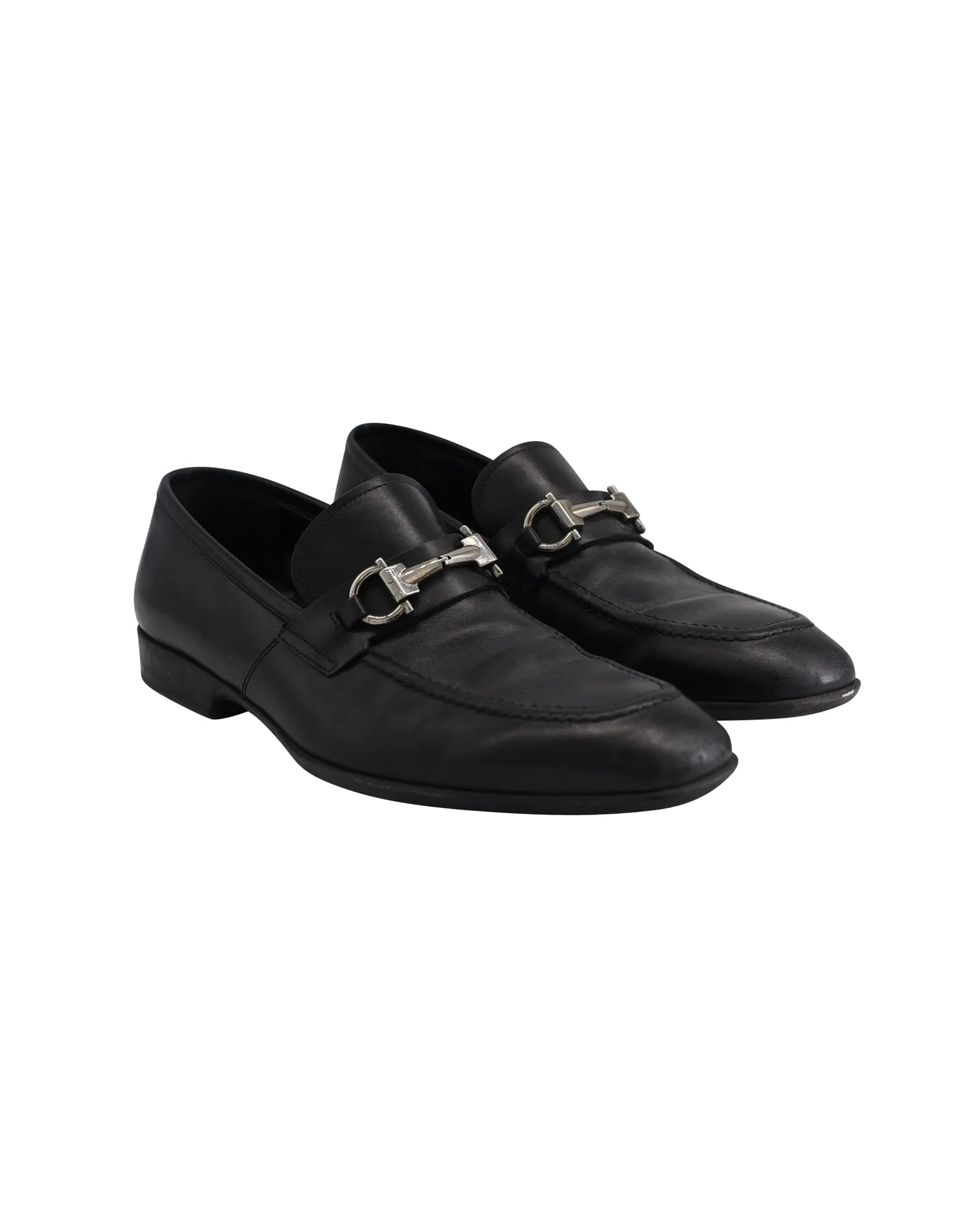 Salvatore Ferragamo Scarlet Loafers in Black Leather