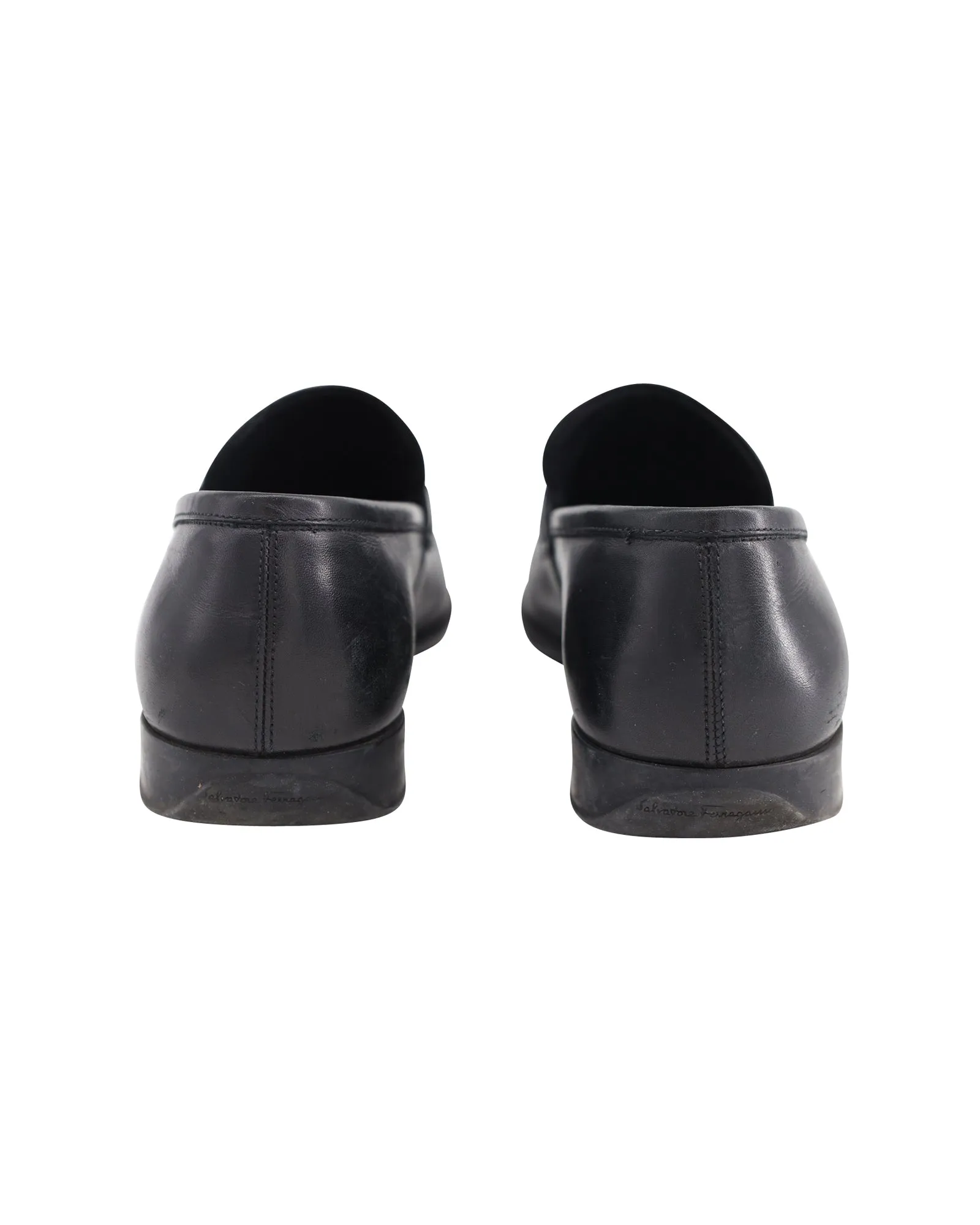 Salvatore Ferragamo Scarlet Loafers in Black Leather