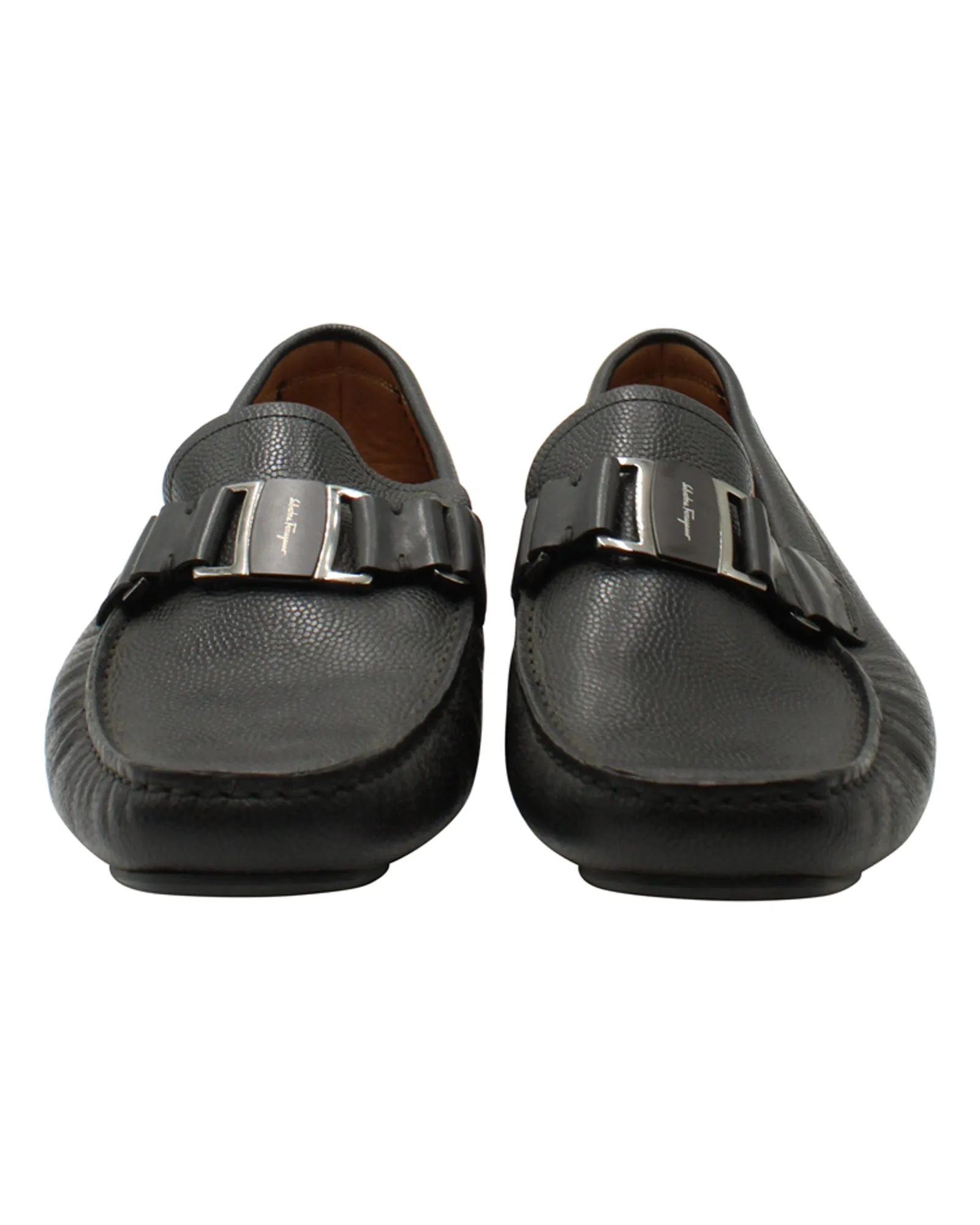 Salvatore Ferragamo Slip-On Loafers in Black Leather