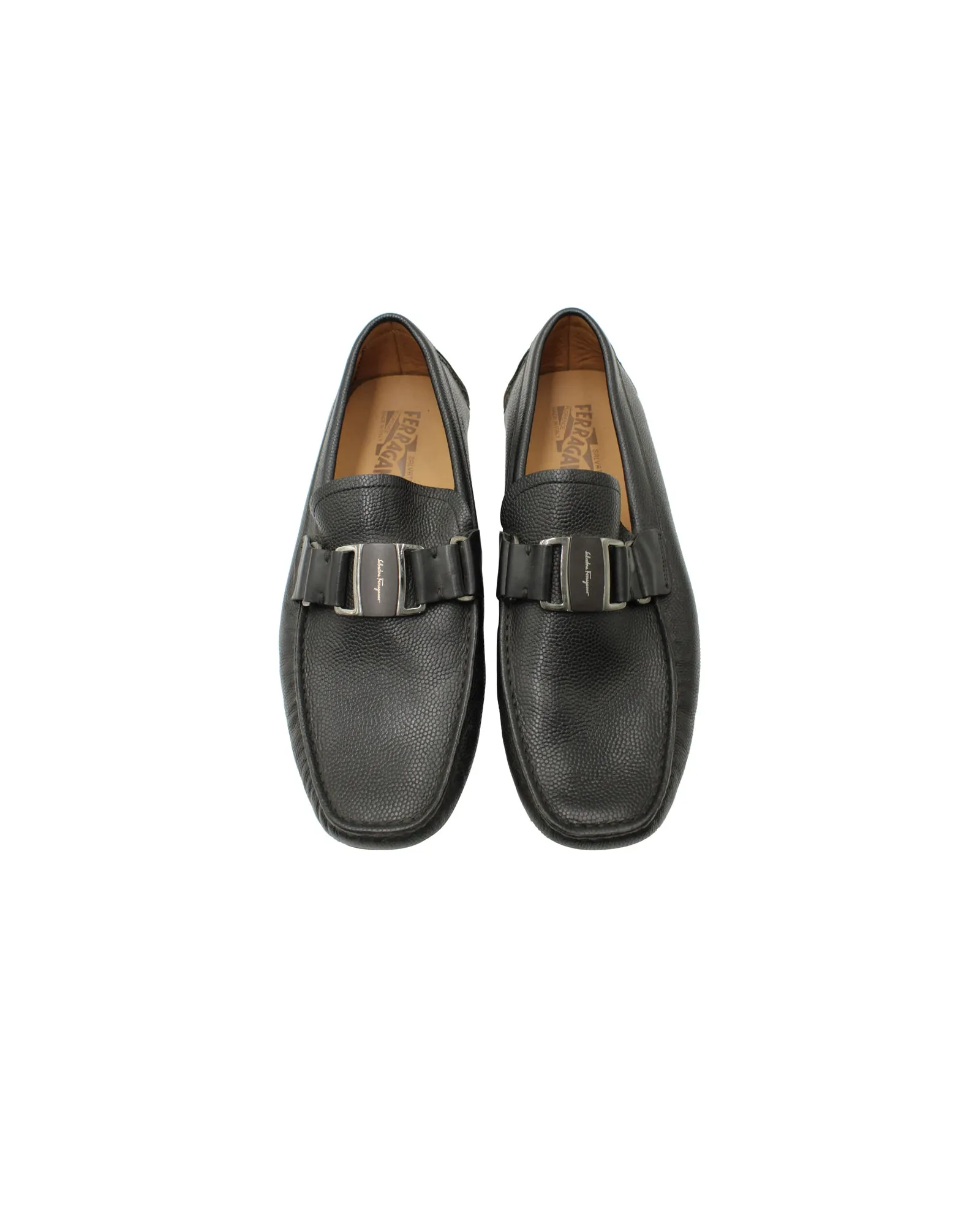 Salvatore Ferragamo Slip-On Loafers in Black Leather