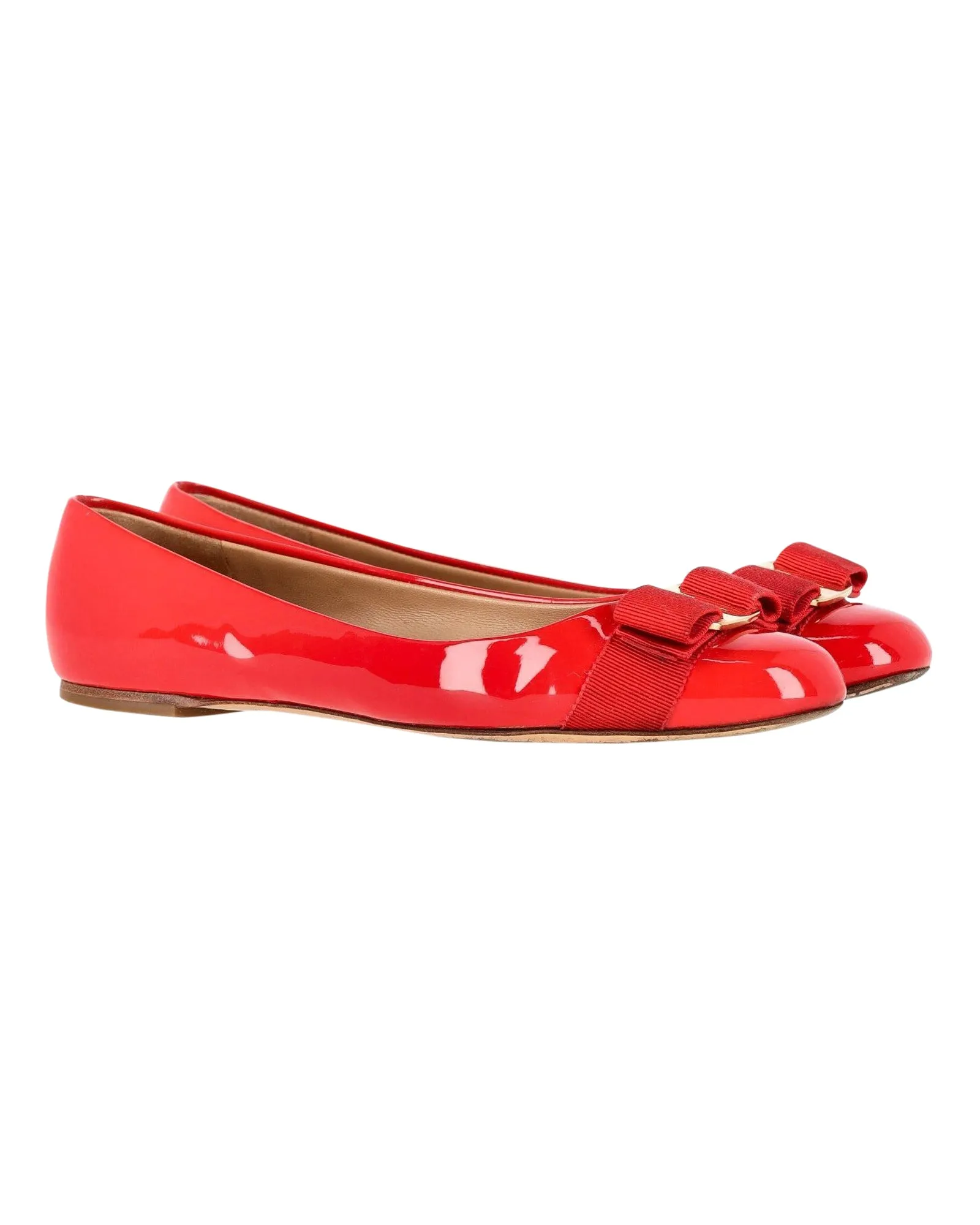 Salvatore Ferragamo Varina Ballet Flats in Red Patent Leather
