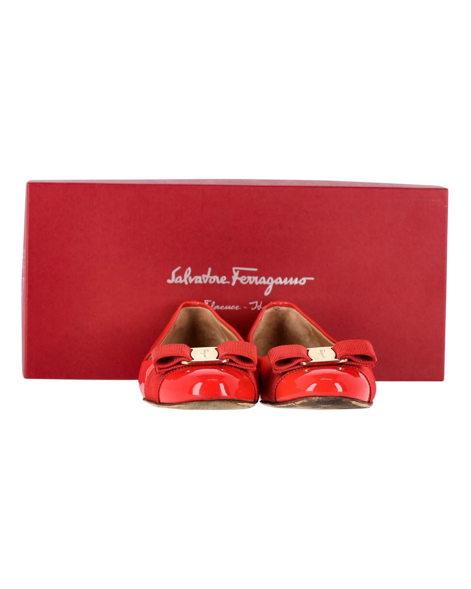 Salvatore Ferragamo Varina Ballet Flats in Red Patent Leather