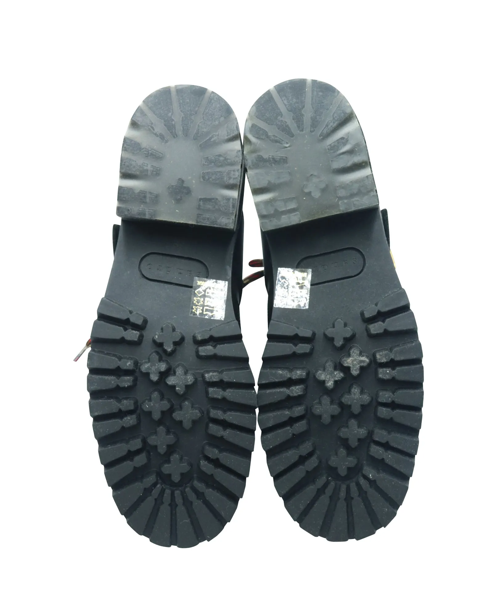 Sandro Buckle Combat Boots in Black Leather