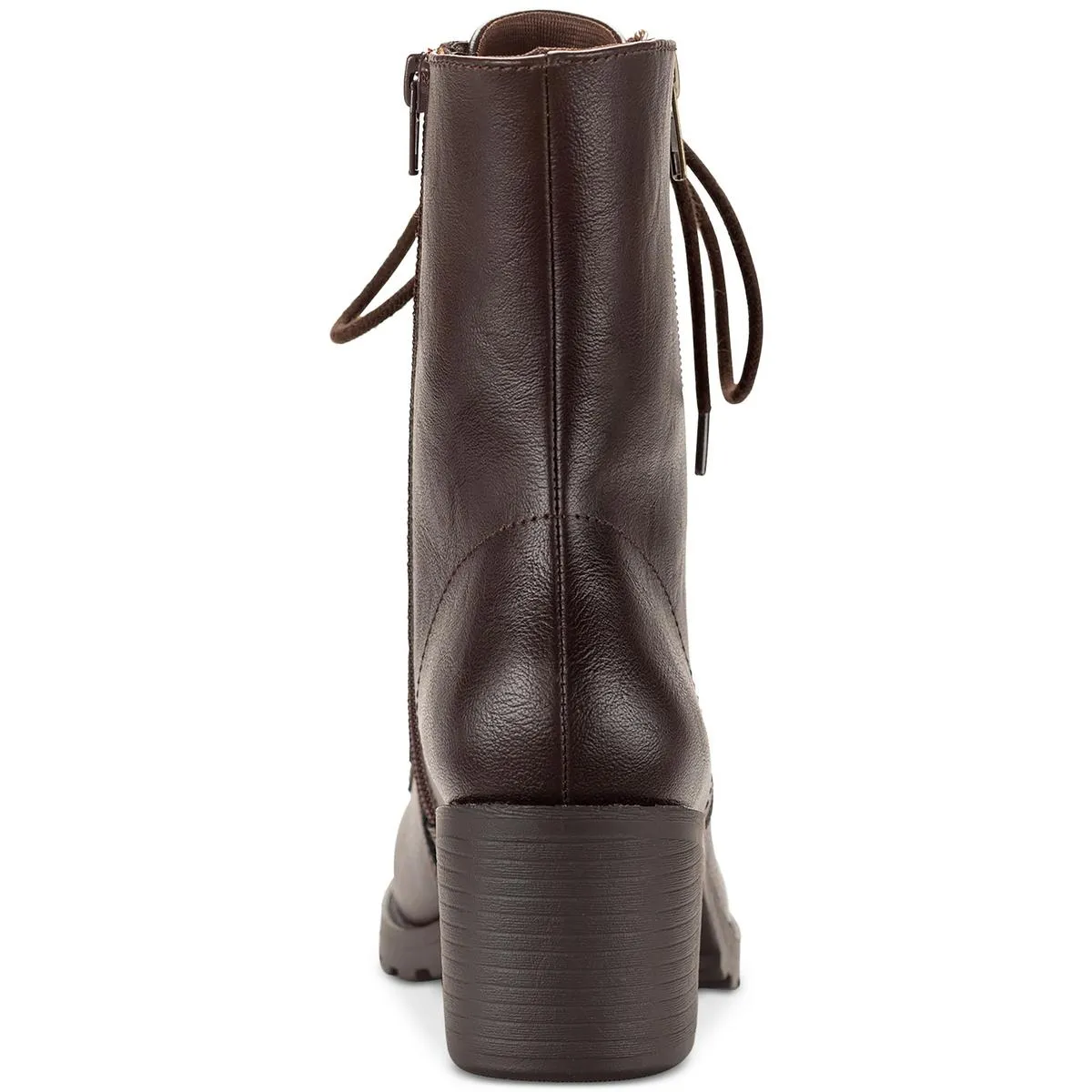 Sheilaa Womens Faux Leather Block Heel Combat & Lace-Up Boots