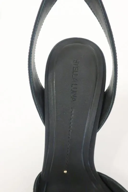 Stella Luna Sandals Black Crepe Size 36 Ankle Strap Heel