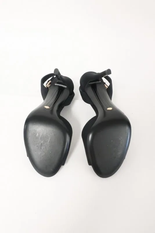 Stella Luna Sandals Black Crepe Size 36 Ankle Strap Heel
