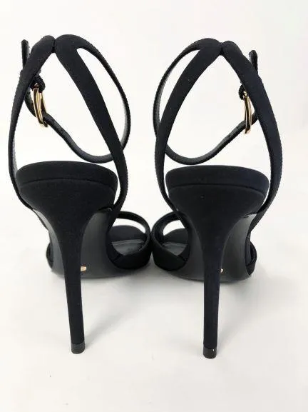 Stella Luna Sandals Black Crepe Size 36 Ankle Strap Heel