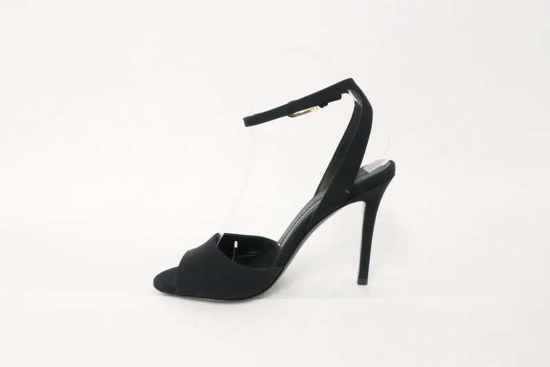Stella Luna Sandals Black Crepe Size 36 Ankle Strap Heel