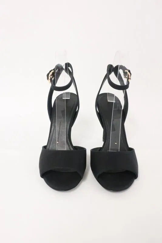 Stella Luna Sandals Black Crepe Size 36 Ankle Strap Heel