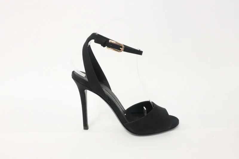 Stella Luna Sandals Black Crepe Size 36 Ankle Strap Heel