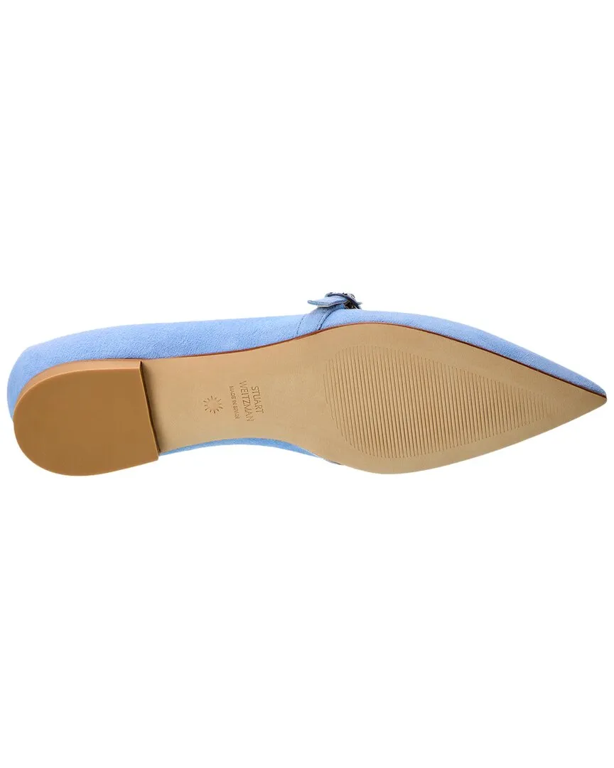Stuart Weitzman Crystal Buckle Suede Flat
