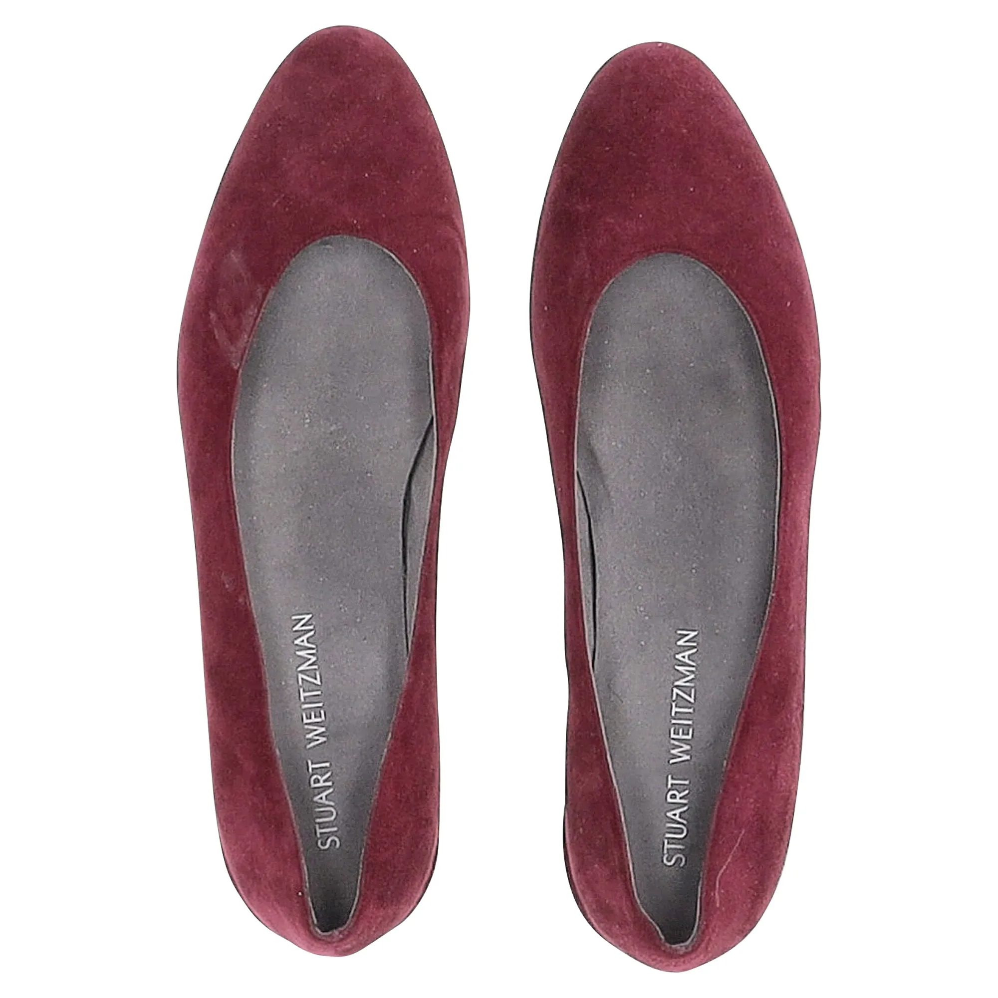 Stuart Weitzman Pear-Embellished Flats in Red Suede