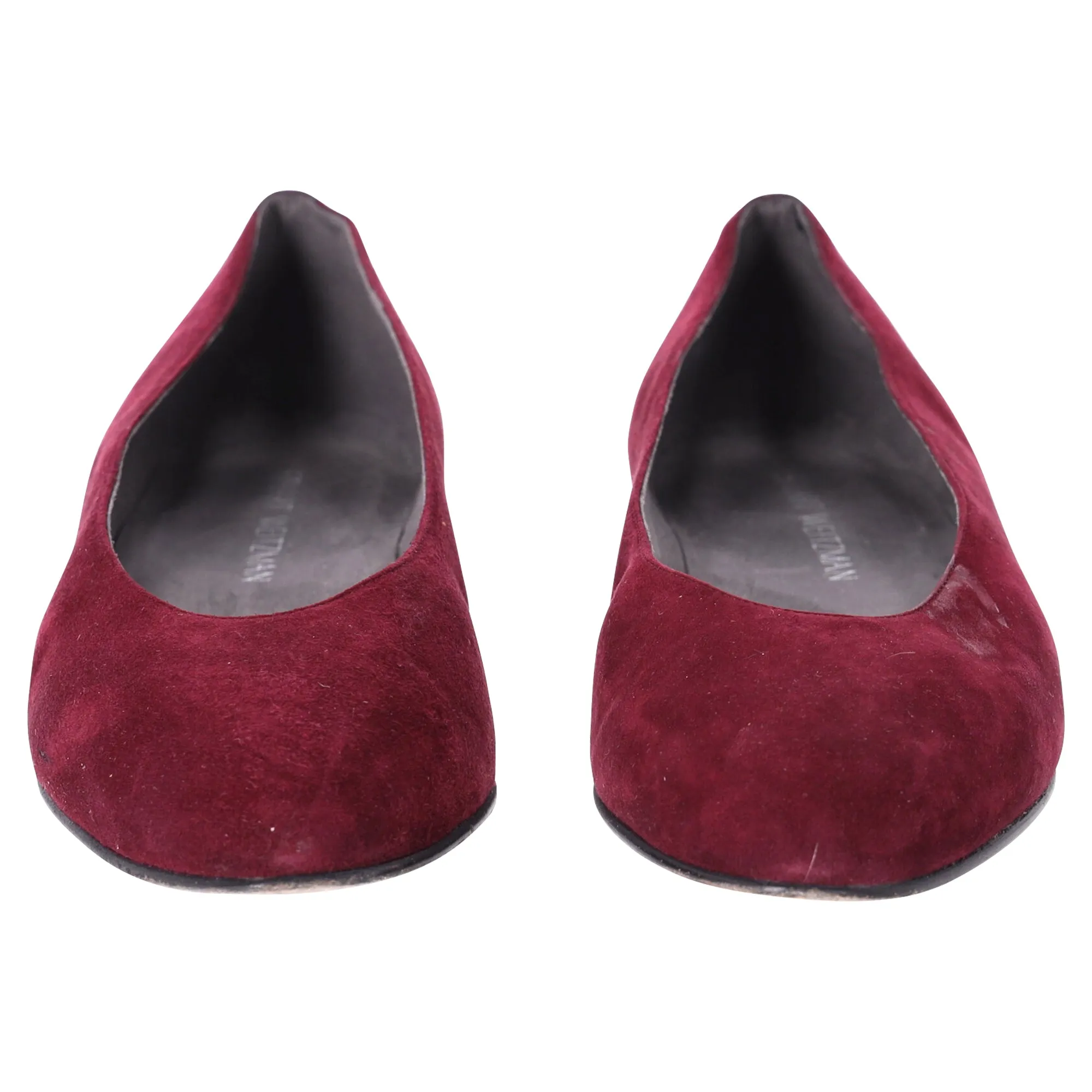 Stuart Weitzman Pear-Embellished Flats in Red Suede