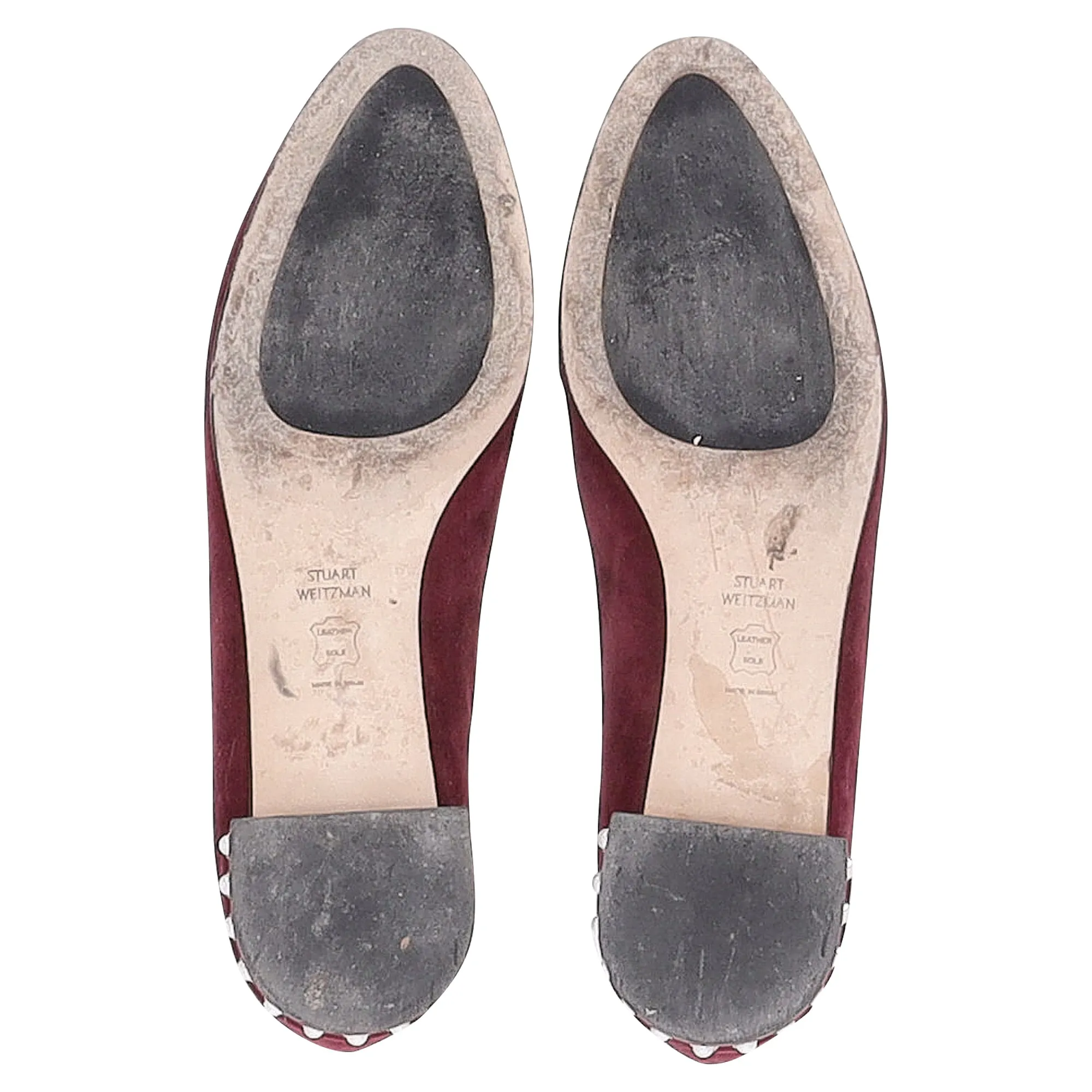 Stuart Weitzman Pear-Embellished Flats in Red Suede