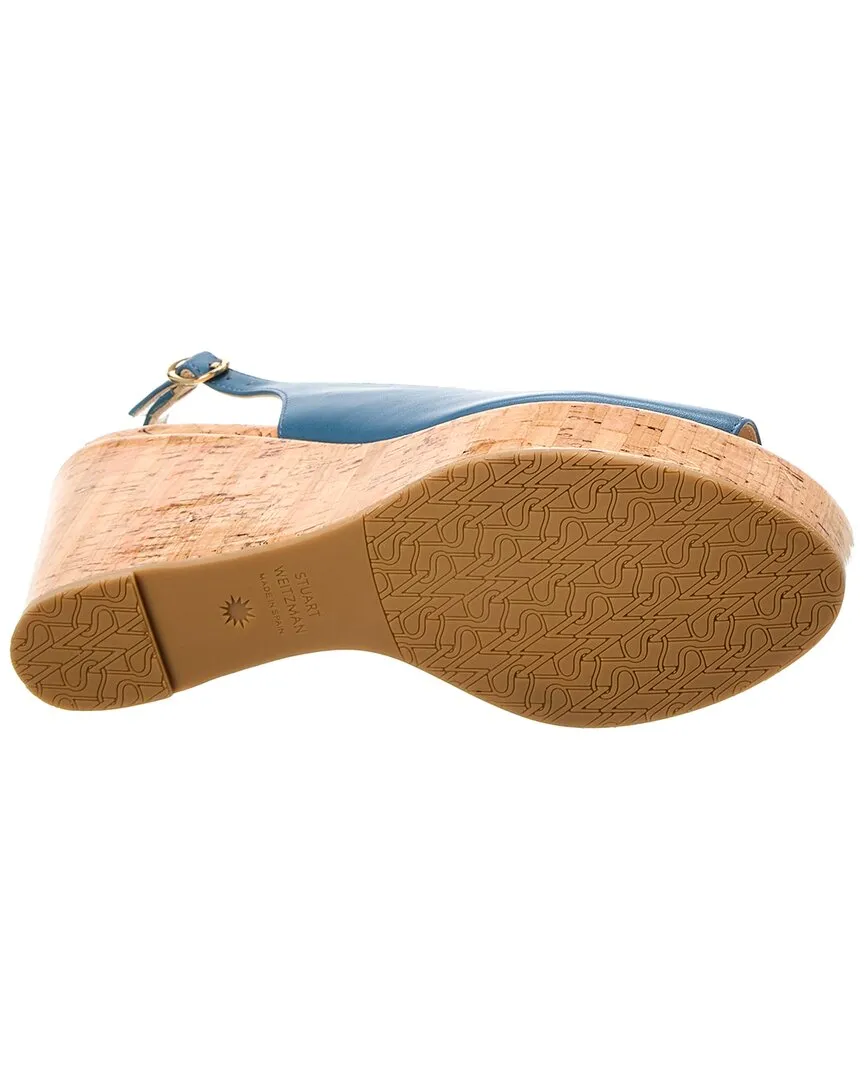 Stuart Weitzman Riveria Leather Slingback Wedge Sandal