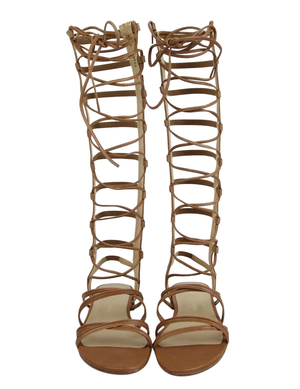Stuart Weitzman Women's Camel Nappa Leather Sparta Gladiator Boots