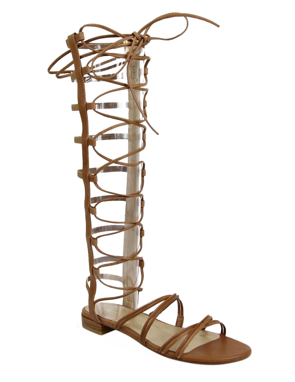 Stuart Weitzman Women's Camel Nappa Leather Sparta Gladiator Boots
