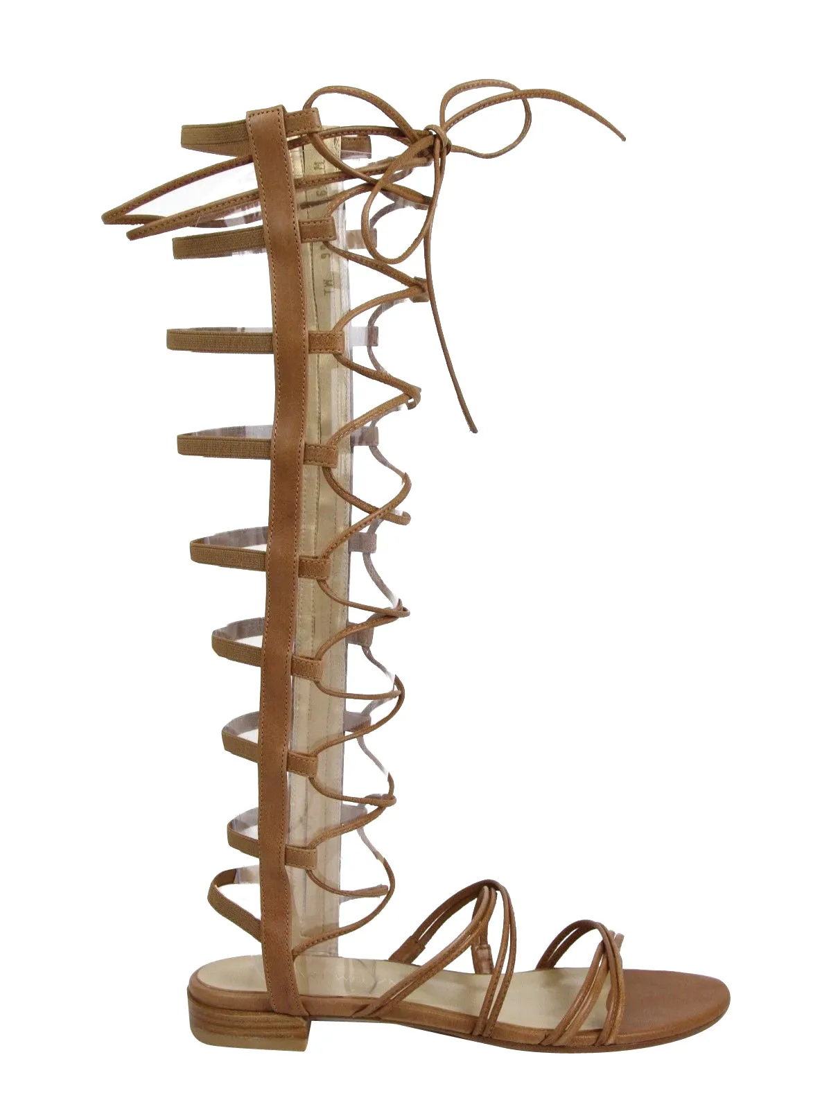 Stuart Weitzman Women's Camel Nappa Leather Sparta Gladiator Boots