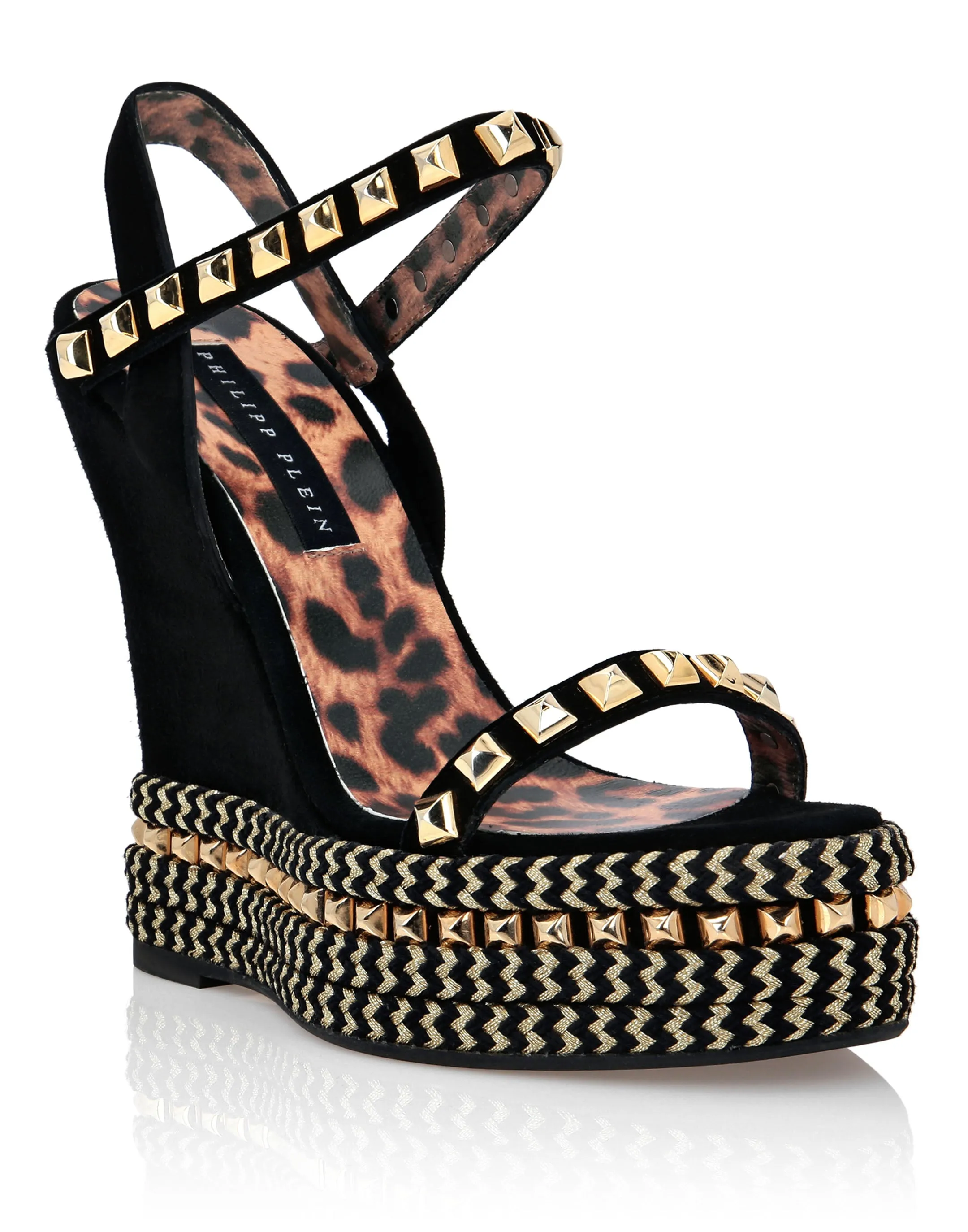 Suede Sandals Wedge Studs