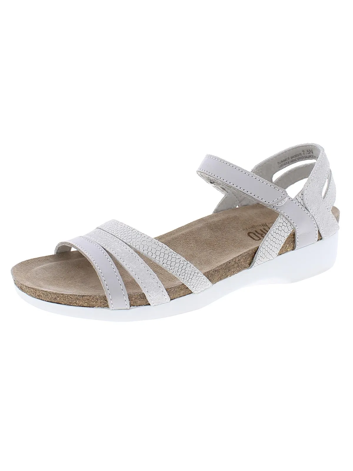 Summer Womens Leather Shimmer Footbed Sandals