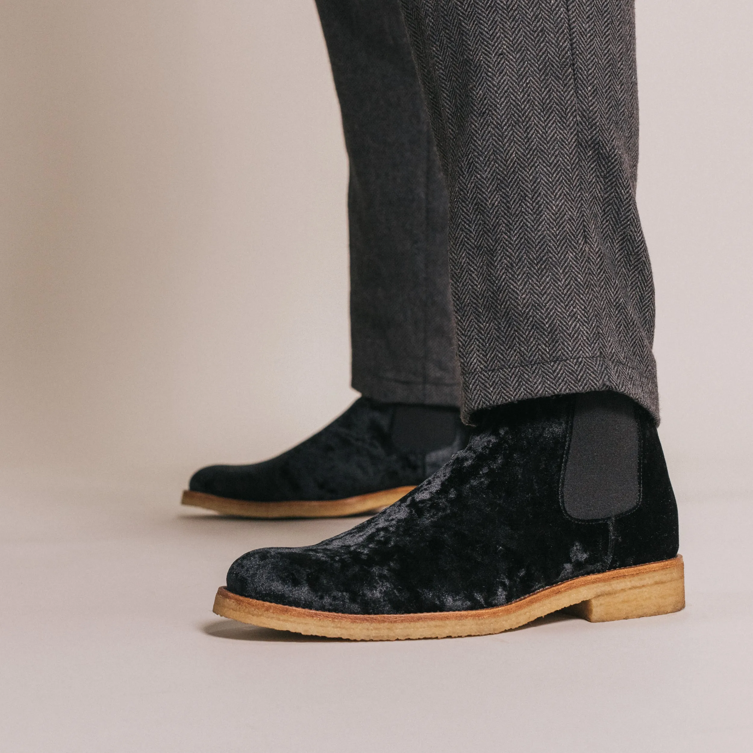 The Jude Boot in Black Velour