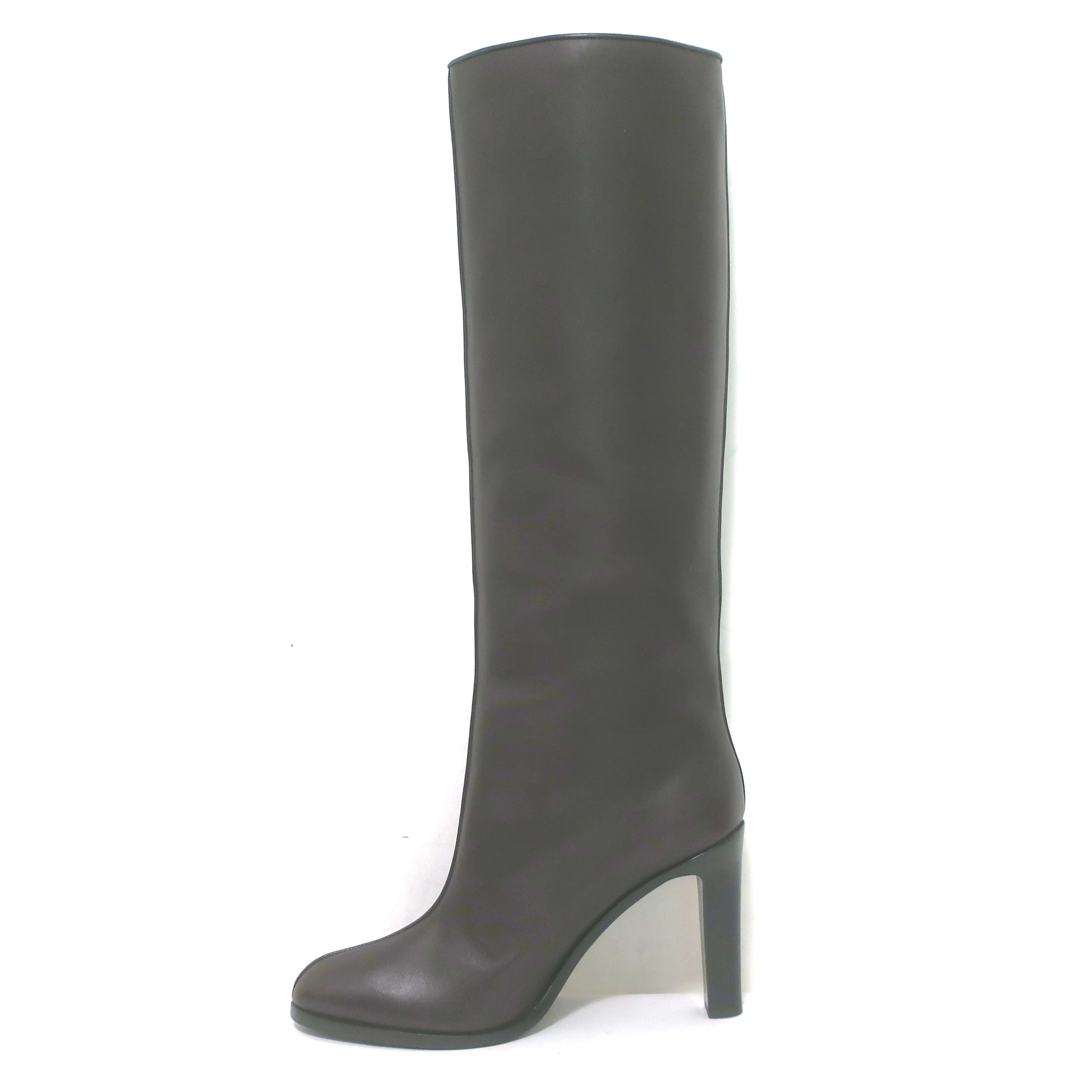 The Row Wide Shaft Knee High Boots Dark Brown Leather Size 41 NEW