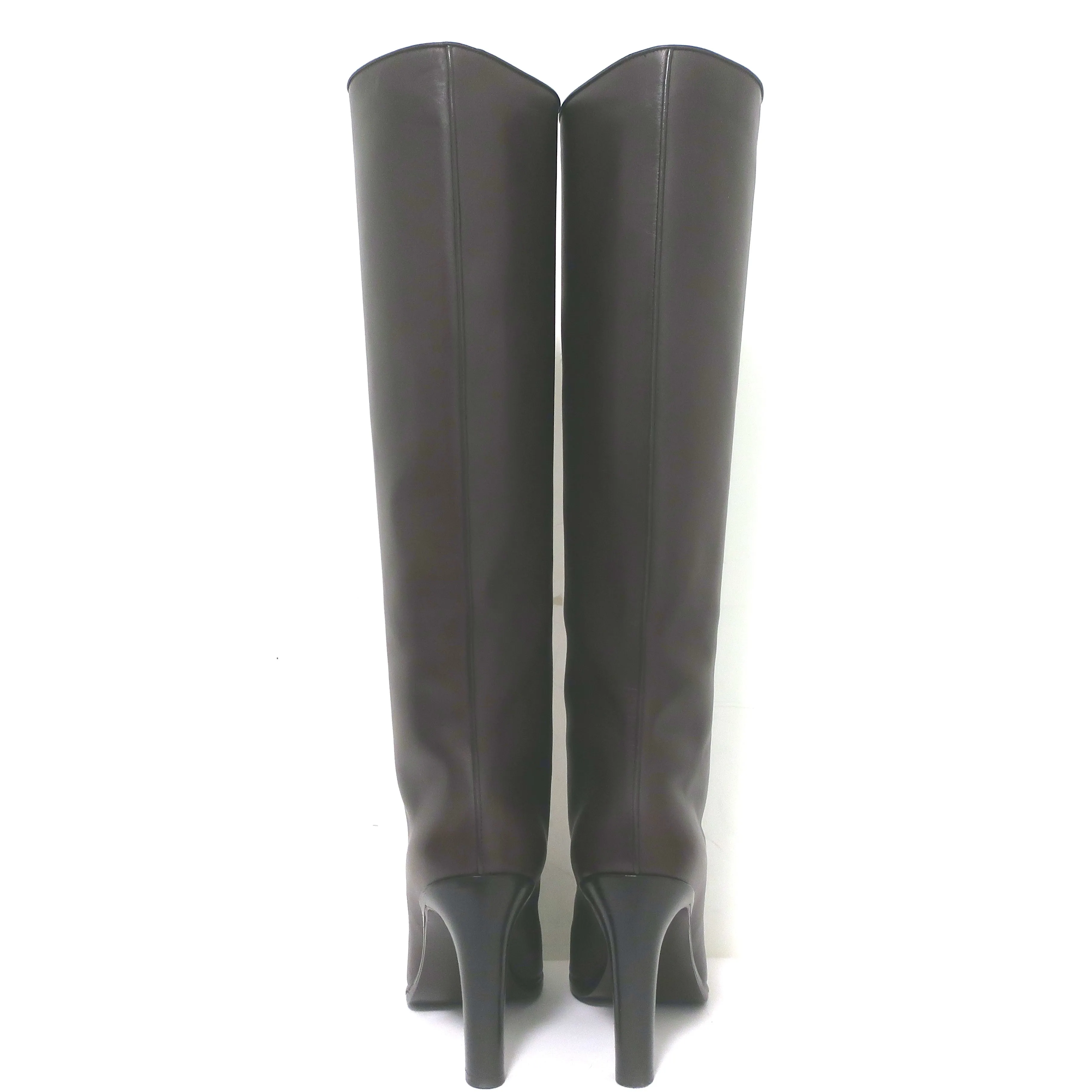 The Row Wide Shaft Knee High Boots Dark Brown Leather Size 41 NEW