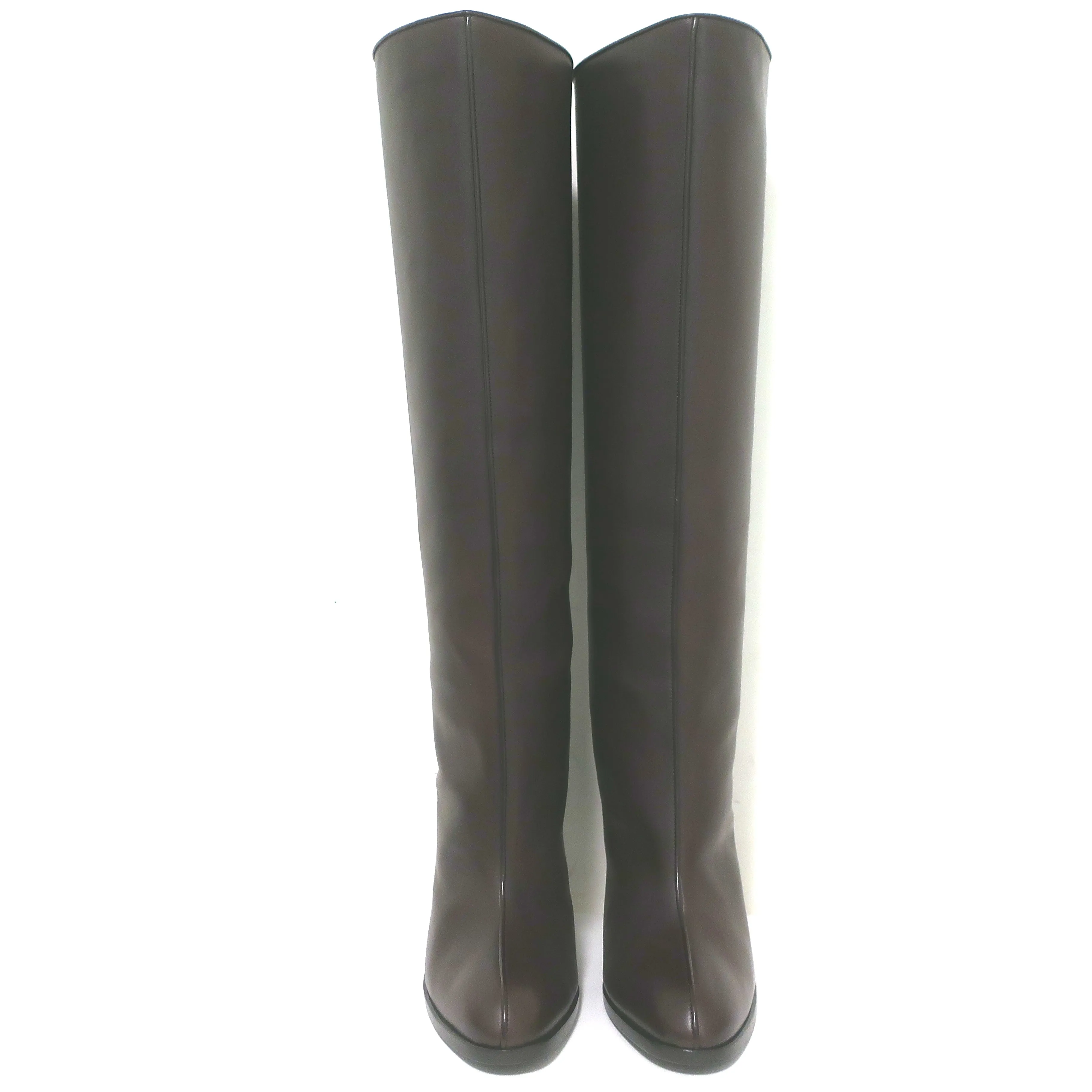 The Row Wide Shaft Knee High Boots Dark Brown Leather Size 41 NEW