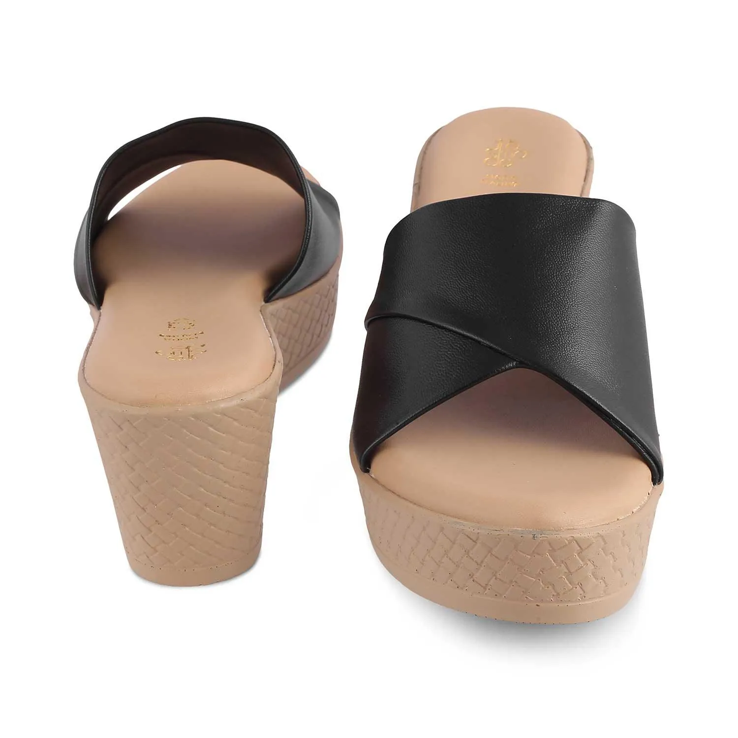 The Sedge Black Women's Casual Wedge Sandals Tresmode